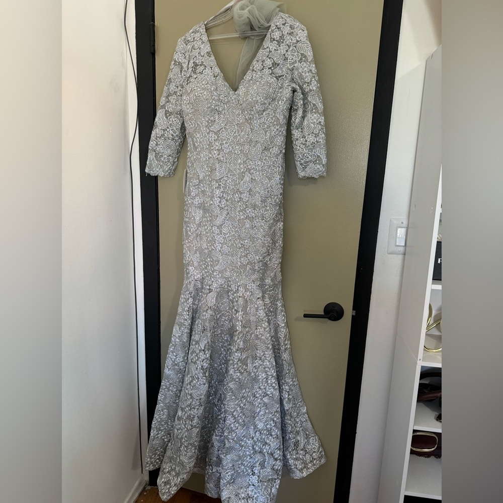 Silver formal prom wedding guest dress